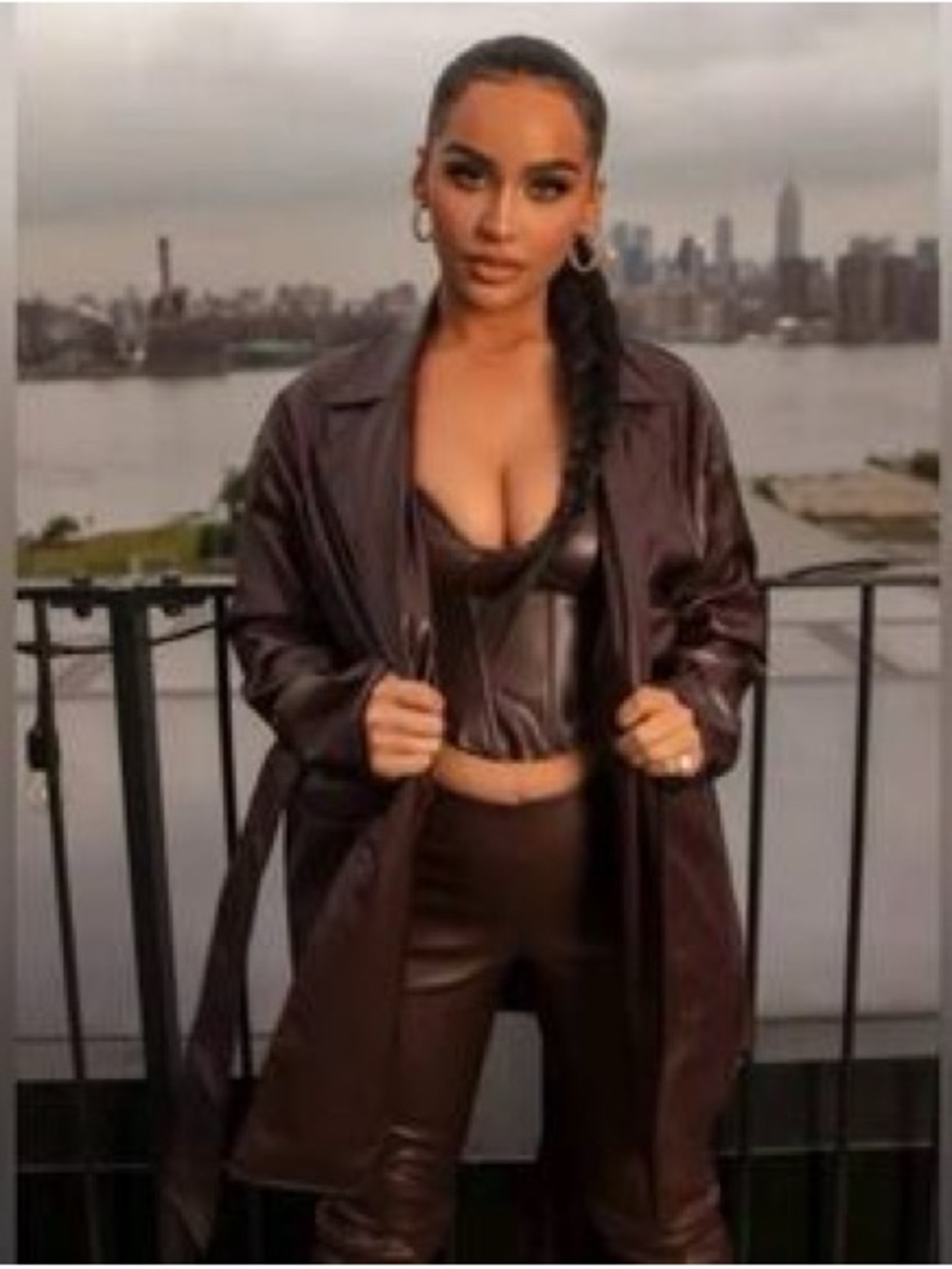 Missguided Dark Brown Faux Leather Trench Coat